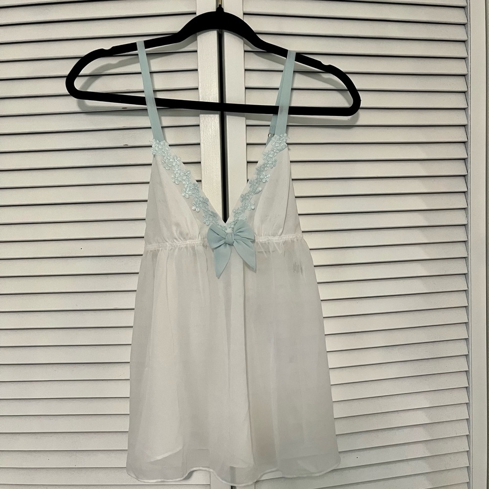 White & Baby Blue Flora by Flora Nikrooz Chemise